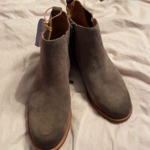 Gray suede ankle boots